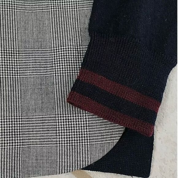 J. Crew Merino wool mixed media front plaid and back Sweater - Picture 3 of 6